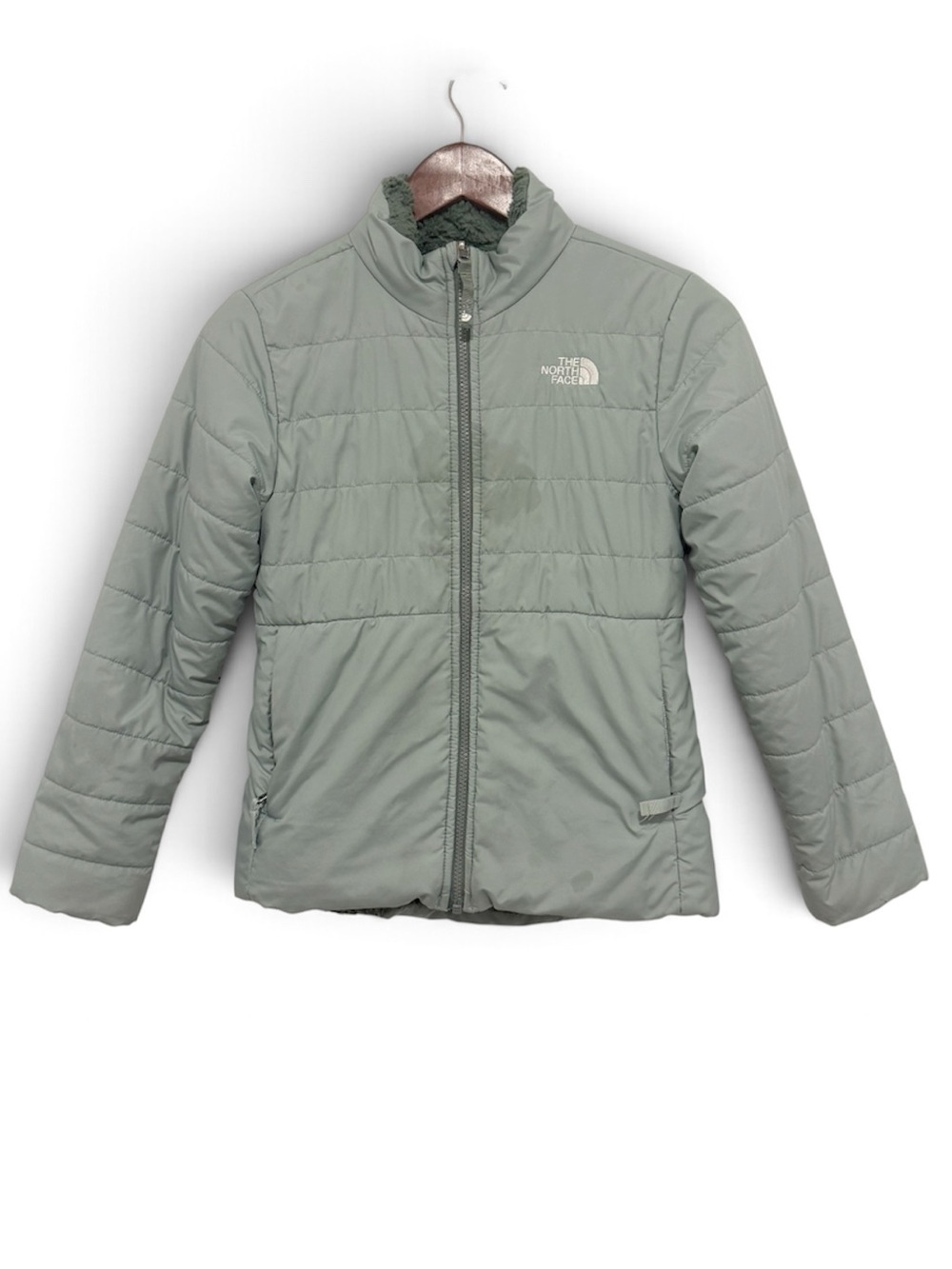 North Face Reversible Mossbud Swirl Insulated Winter Jacket Green Medium 10/12